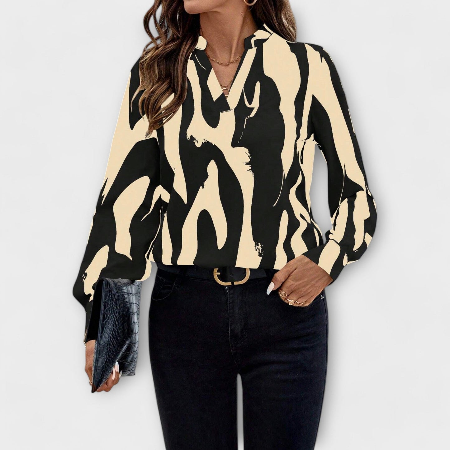 Roselle | Bluzka z graficznym wzorem i eleganckim designem