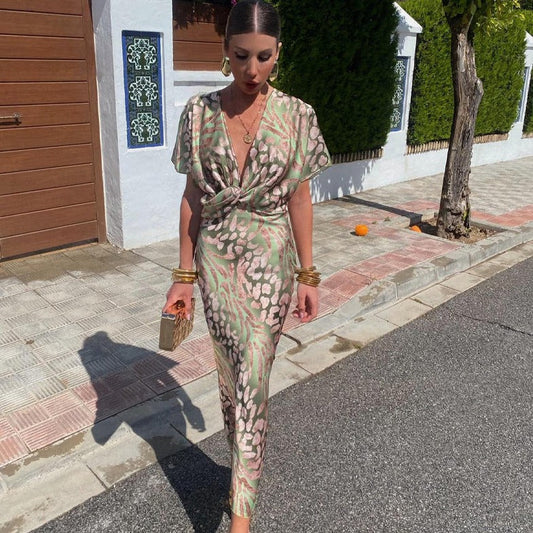 Damska Elegancka Sukienka Kopertowa | Maxi