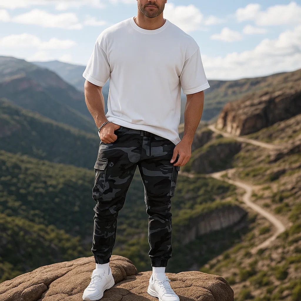 Henry Męskie Spodnie wojskowe w kamuflażu Cargo